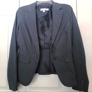 New York & Company Gray Pinstripe 1 Button Jacket